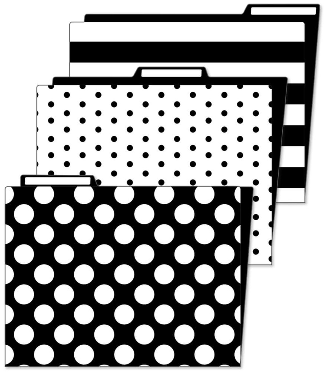 Schoolgirl Style Simply Stylish 6-Pack Decorative Teacher File Folders, 11.75" x 9.5" Black and White Letter Size File Folders With 1/3-Cut Tabs for Filing Cabinet, Office Supplies File Organizers